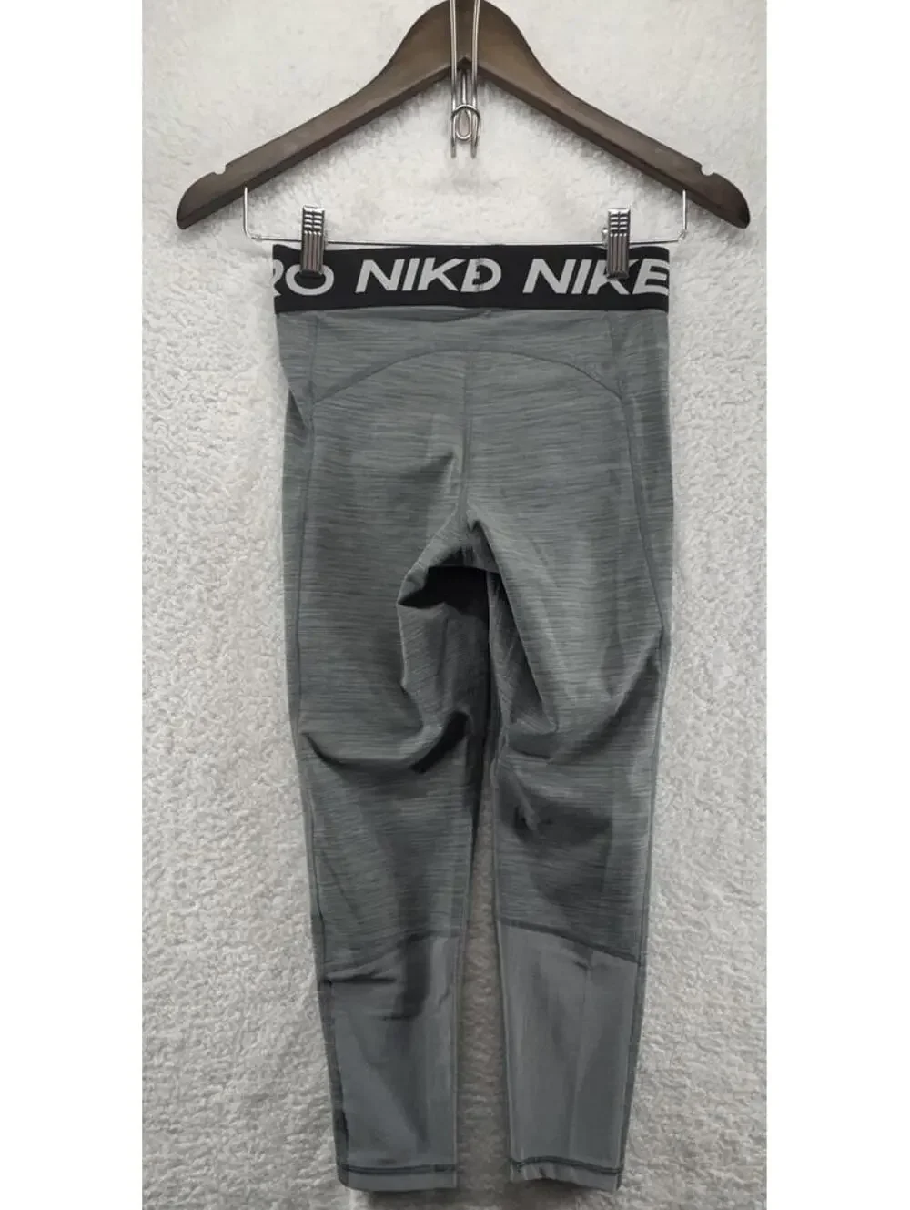 Nike Pro Womens Small Ankle Leggings Mid Rise Crop 7/8 Mesh Panel Gray